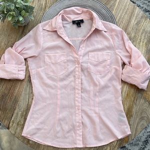4/$25 BCX light pink button down shirt